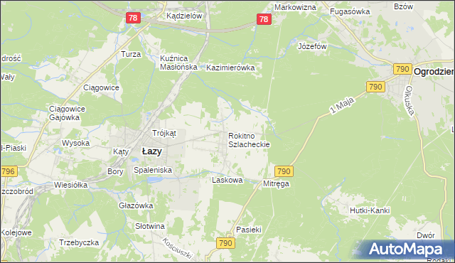 mapa Rokitno Szlacheckie, Rokitno Szlacheckie na mapie Targeo