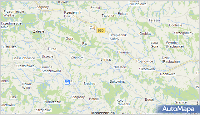 mapa Sitnica gmina Biecz, Sitnica gmina Biecz na mapie Targeo