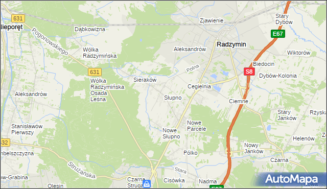 mapa Słupno gmina Radzymin, Słupno gmina Radzymin na mapie Targeo