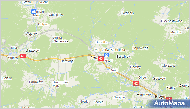 mapa Sołtyków gmina Bliżyn, Sołtyków gmina Bliżyn na mapie Targeo