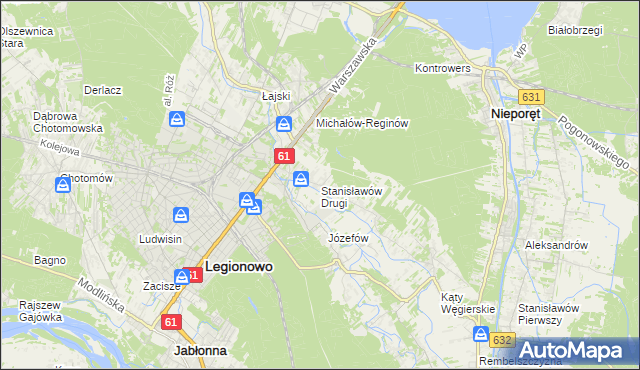 mapa Stanisławów Drugi gmina Nieporęt, Stanisławów Drugi gmina Nieporęt na mapie Targeo