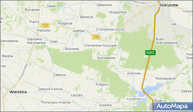mapa Stanisławów gmina Skaryszew, Stanisławów gmina Skaryszew na mapie Targeo