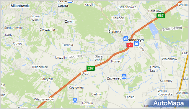 mapa Stara Wieś gmina Nadarzyn, Stara Wieś gmina Nadarzyn na mapie Targeo