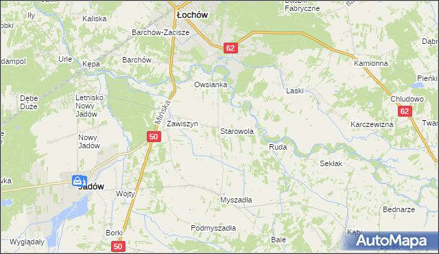 mapa Starowola gmina Jadów, Starowola gmina Jadów na mapie Targeo