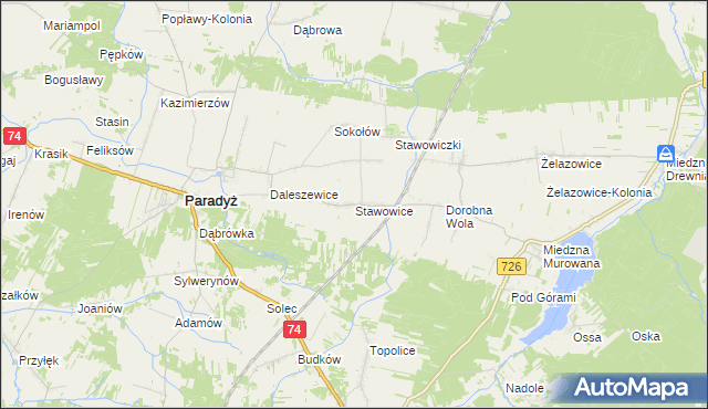 mapa Stawowice, Stawowice na mapie Targeo