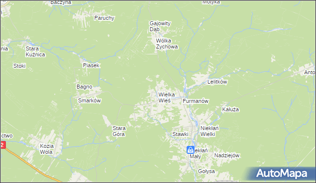 mapa Wielka Wieś gmina Stąporków, Wielka Wieś gmina Stąporków na mapie Targeo