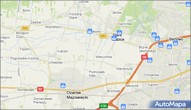 mapa Wieruchów, Wieruchów na mapie Targeo