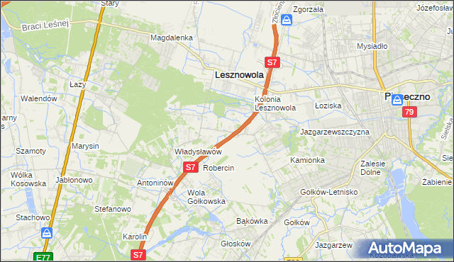 mapa Wilcza Góra gmina Lesznowola, Wilcza Góra gmina Lesznowola na mapie Targeo