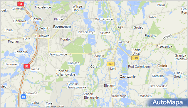 mapa Zasole, Zasole na mapie Targeo