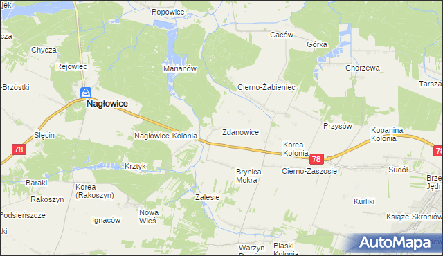 mapa Zdanowice, Zdanowice na mapie Targeo