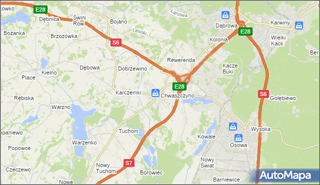 mapa Chwaszczyno, Chwaszczyno na mapie Targeo