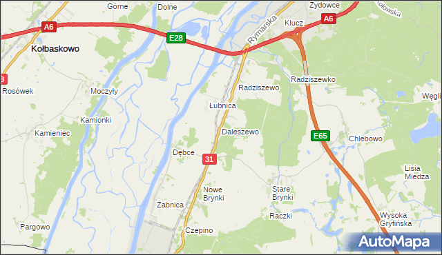 mapa Daleszewo, Daleszewo na mapie Targeo