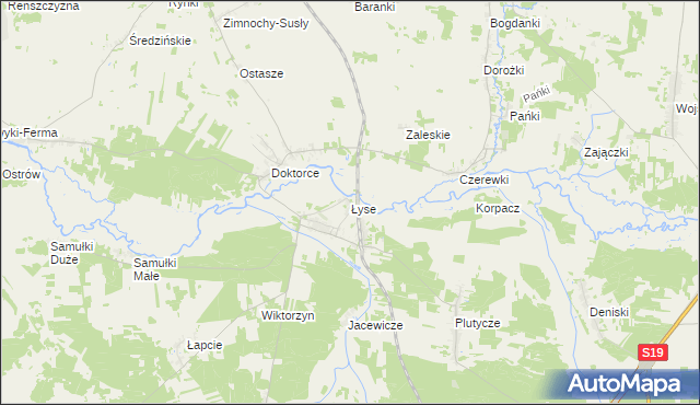 mapa Łyse gmina Wyszki, Łyse gmina Wyszki na mapie Targeo