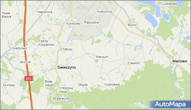 mapa Mierzym, Mierzym na mapie Targeo