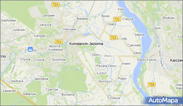 mapa Obory gmina Konstancin-Jeziorna, Obory gmina Konstancin-Jeziorna na mapie Targeo