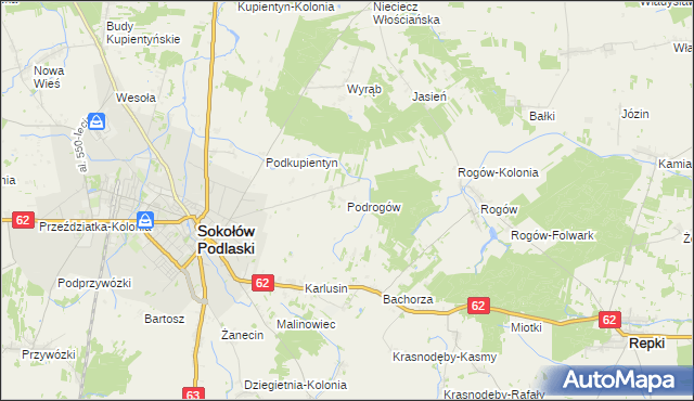 mapa Podrogów, Podrogów na mapie Targeo