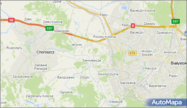 mapa Porosły, Porosły na mapie Targeo