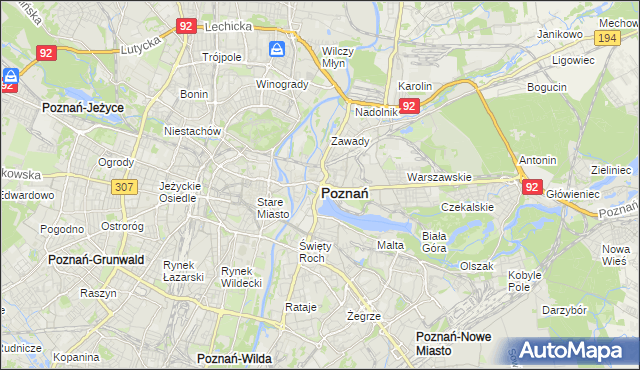 mapa Poznania, Poznań na mapie Targeo