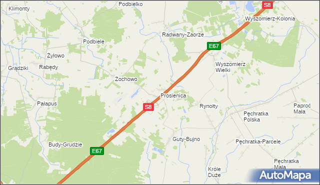 mapa Prosienica, Prosienica na mapie Targeo