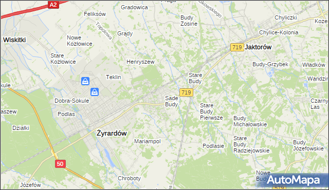 mapa Sade Budy, Sade Budy na mapie Targeo