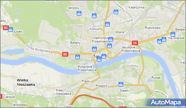 mapa Torunia, Toruń na mapie Targeo