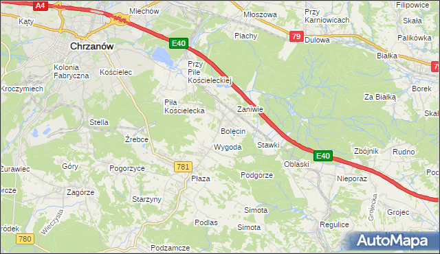 mapa Bolęcin gmina Trzebinia, Bolęcin gmina Trzebinia na mapie Targeo