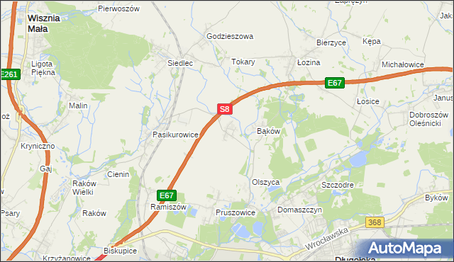 mapa Bukowina gmina Długołęka, Bukowina gmina Długołęka na mapie Targeo