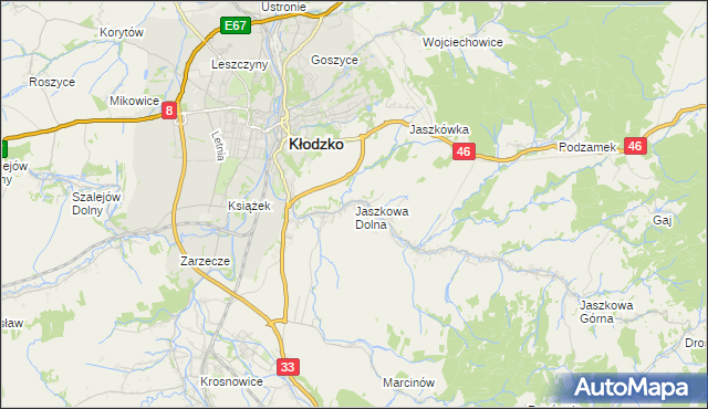 mapa Jaszkowa Dolna, Jaszkowa Dolna na mapie Targeo