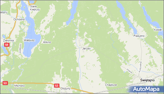 mapa Jerutki, Jerutki na mapie Targeo