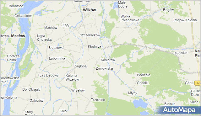 mapa Kosiorów gmina Wilków, Kosiorów gmina Wilków na mapie Targeo