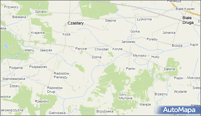 mapa Krzyż gmina Czastary, Krzyż gmina Czastary na mapie Targeo