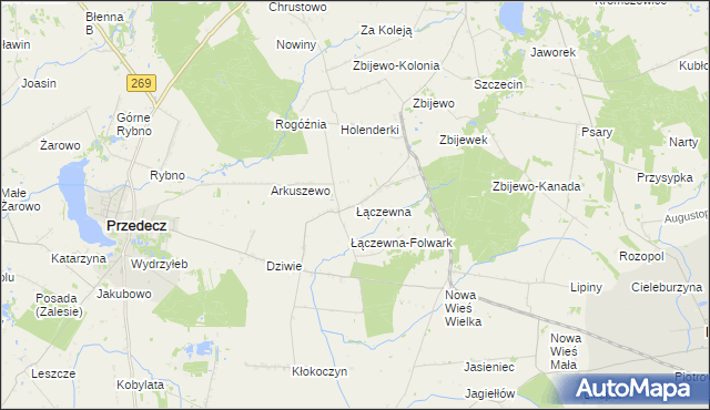 mapa Łączewna gmina Przedecz, Łączewna gmina Przedecz na mapie Targeo