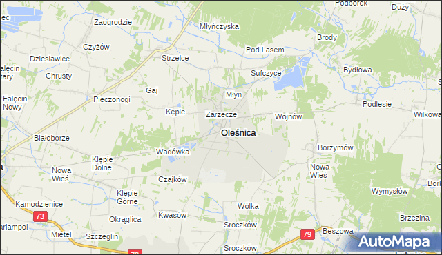 mapa Oleśnica powiat staszowski, Oleśnica powiat staszowski na mapie Targeo