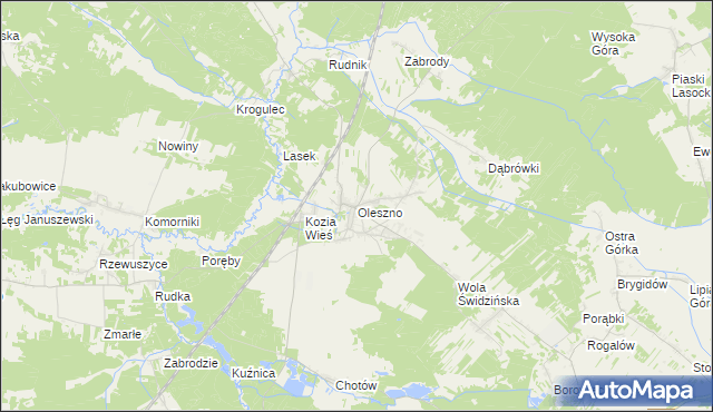 mapa Oleszno gmina Krasocin, Oleszno gmina Krasocin na mapie Targeo