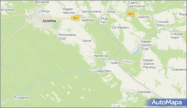 mapa Hamernia gmina Józefów, Hamernia gmina Józefów na mapie Targeo