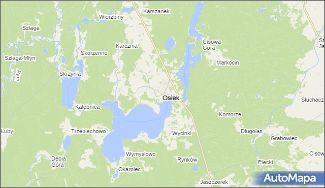 mapa Osiek powiat starogardzki, Osiek powiat starogardzki na mapie Targeo