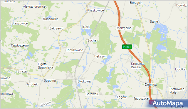 mapa Pększyn, Pększyn na mapie Targeo