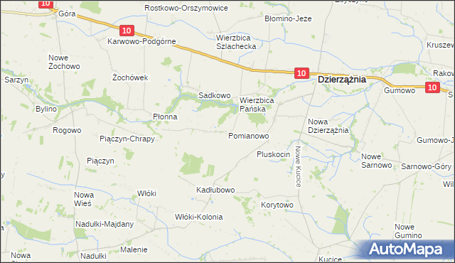 mapa Pomianowo gmina Dzierzążnia, Pomianowo gmina Dzierzążnia na mapie Targeo