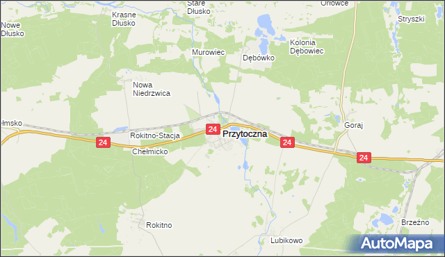 mapa Przytoczna, Przytoczna na mapie Targeo