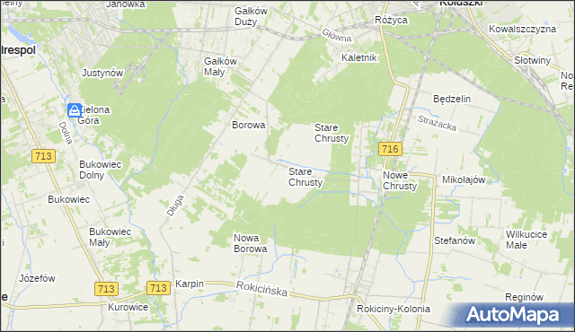 mapa Stare Chrusty gmina Rokiciny, Stare Chrusty gmina Rokiciny na mapie Targeo