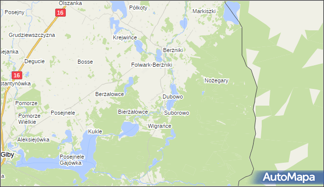 mapa Dubowo gmina Sejny, Dubowo gmina Sejny na mapie Targeo