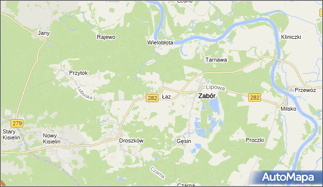 mapa Łaz gmina Zabór, Łaz gmina Zabór na mapie Targeo