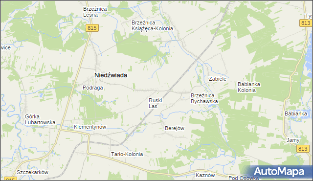 mapa Brzeźnica Bychawska-Kolonia, Brzeźnica Bychawska-Kolonia na mapie Targeo