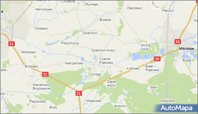 mapa Czarne Piątkowo, Czarne Piątkowo na mapie Targeo