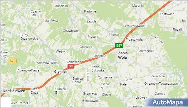 mapa Józefina gmina Żabia Wola, Józefina gmina Żabia Wola na mapie Targeo