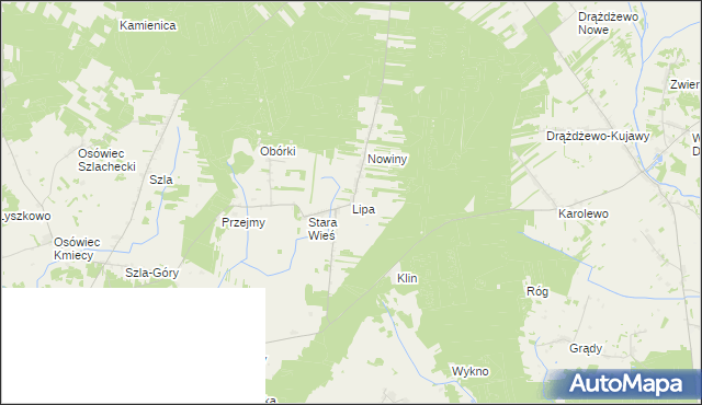 mapa Lipa gmina Jednorożec, Lipa gmina Jednorożec na mapie Targeo