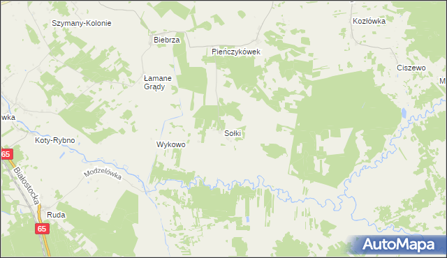 mapa Sołki gmina Rajgród, Sołki gmina Rajgród na mapie Targeo