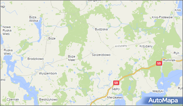 mapa Szczerzbowo, Szczerzbowo na mapie Targeo