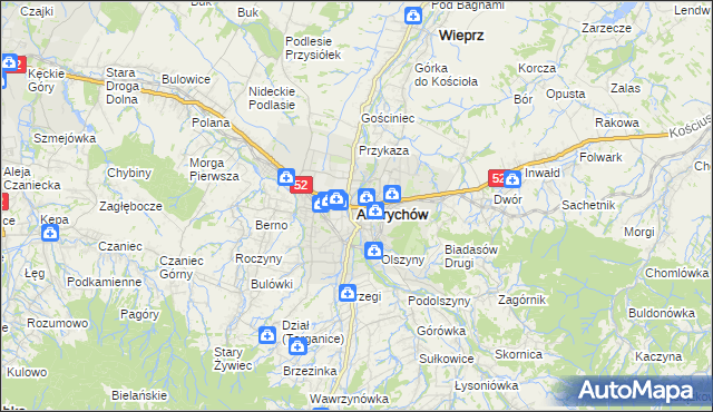 mapa Andrychów, Andrychów na mapie Targeo
