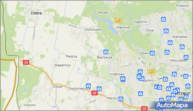 mapa Bezrzecze, Bezrzecze na mapie Targeo
